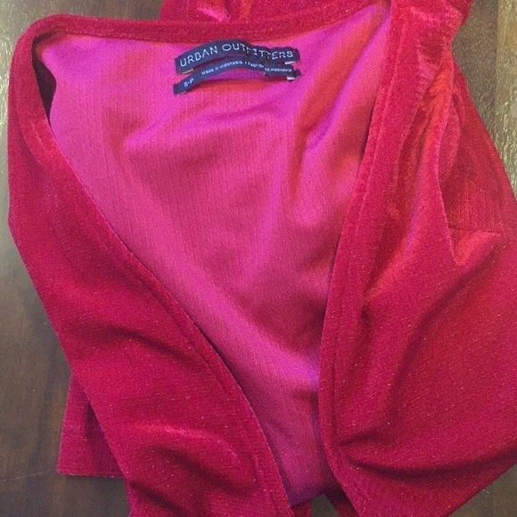 Urban Outfitters Bree Velvet V Neck Hot Pink Top - Picture 8 of 12